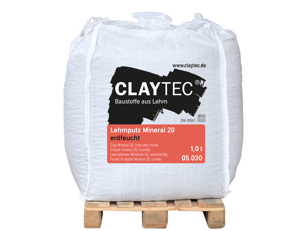 Claytec Lehmputz Mineral 20, erdfeucht - 1,0 to BigBag