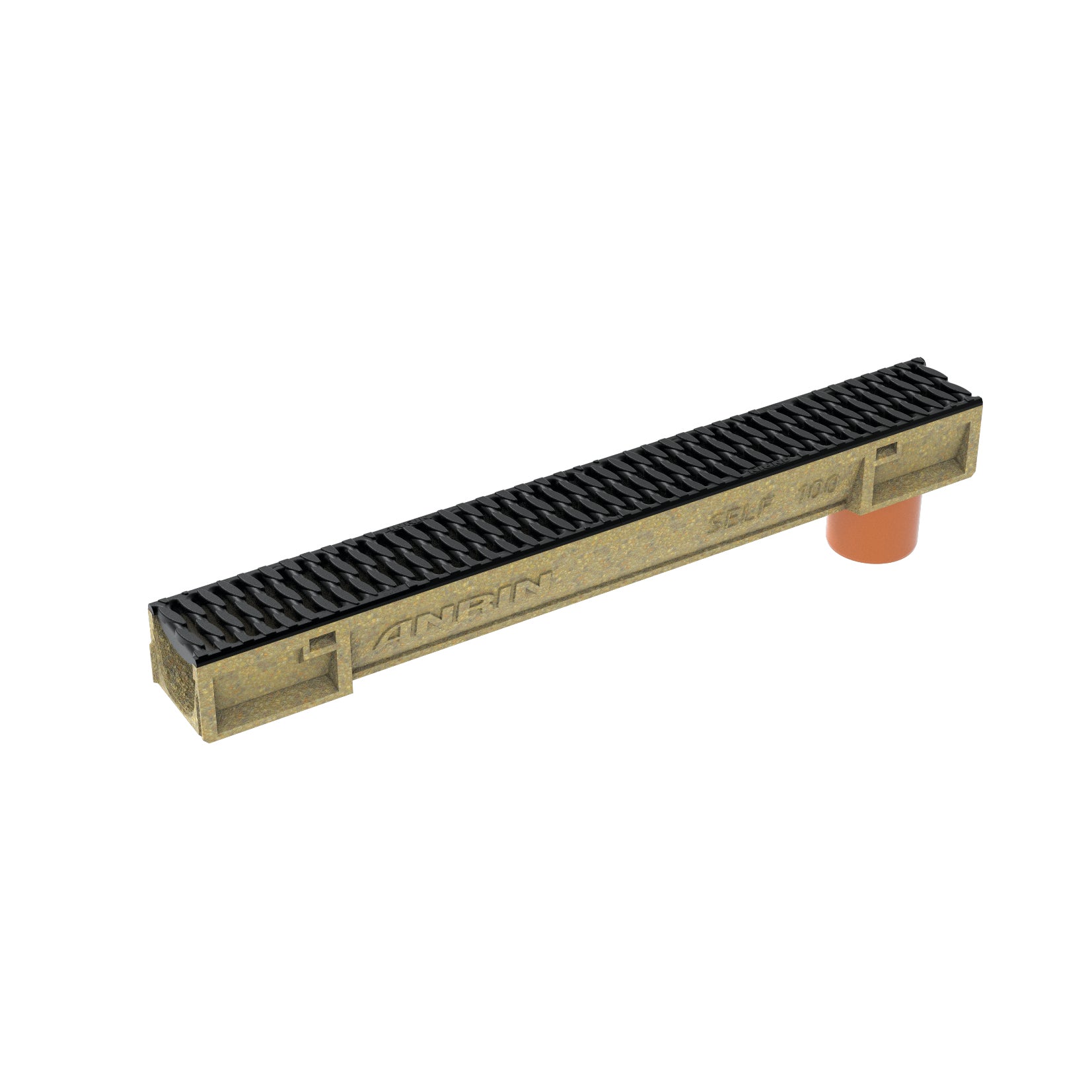 ANRIN SELF 100 SMART Rinne 1,0m mit Gussrost KL.B Oval-Grip u. Venturi-Stutzen 100 x 12,2 x 9,6 cm
