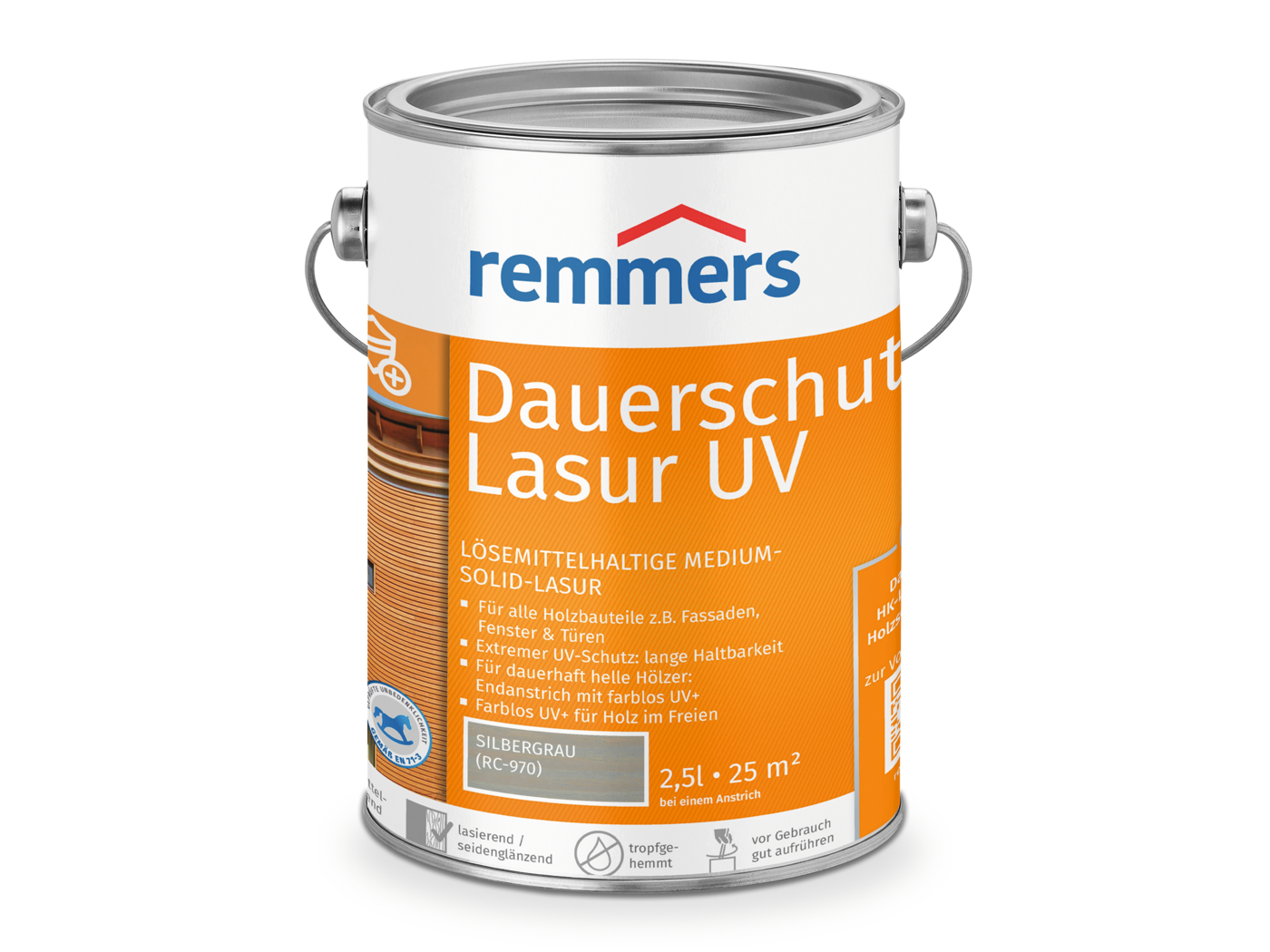 Remmers DAUERSCHUTZ-LASUR UV SILBERGRAU RC-970 2,50 LTR