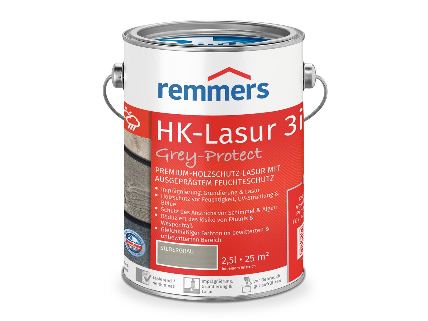 HK-LASUR 3 IN 1 PLUS SILBERGRAU (RC-970) 2,50 LTR