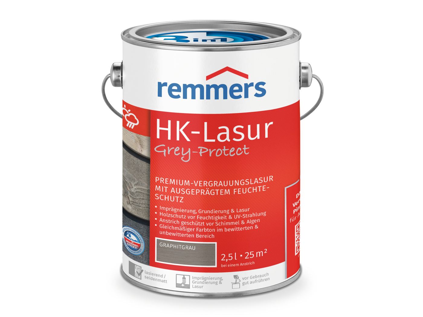 HK-LASUR 3 IN 1 PLUS GRAPHITGRAU (FT-25416) 2,50 LTR