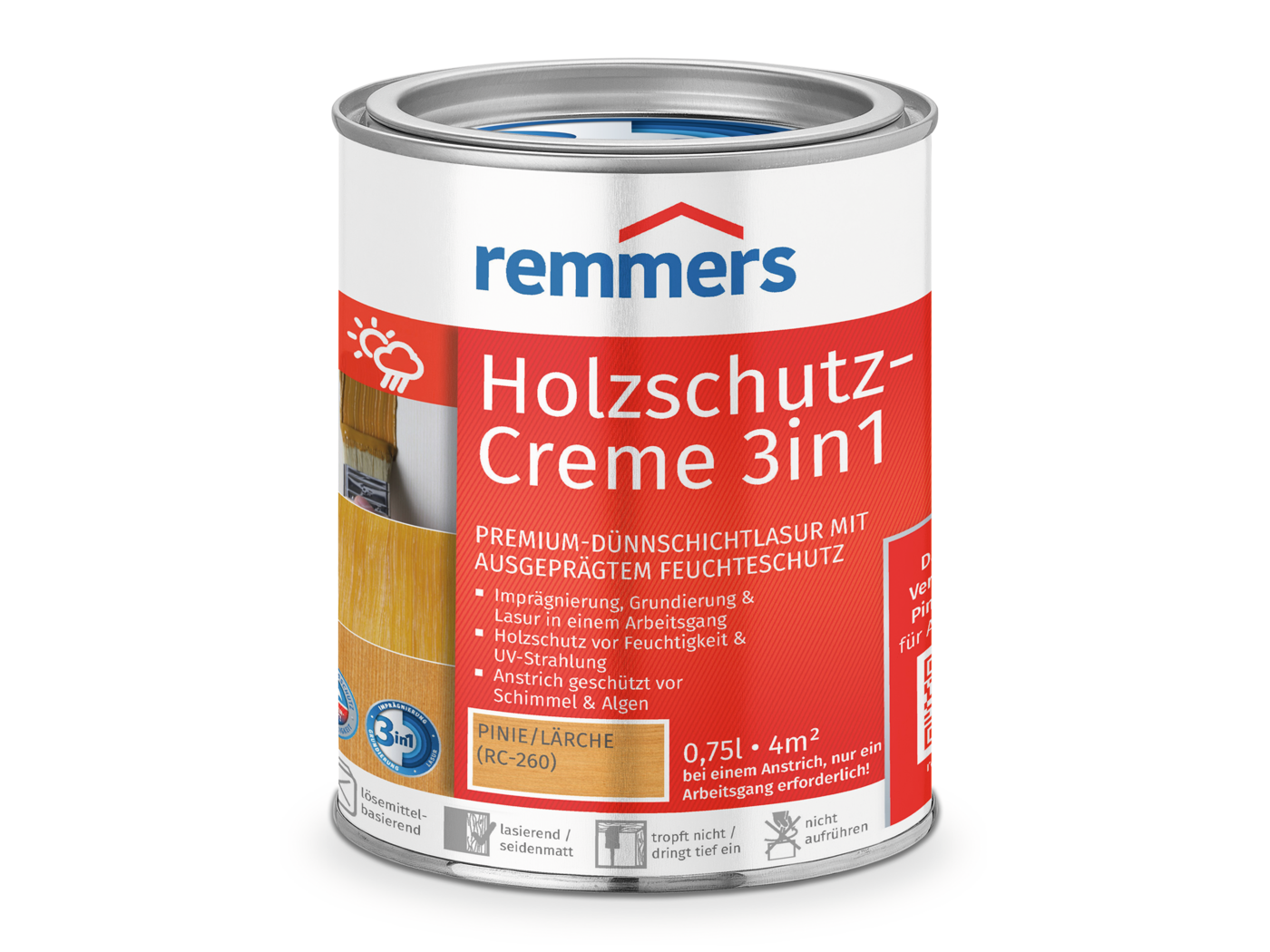 Remmers HOLZSCHUTZ-CREME PINIE LÄR RC-260 750ML 0,75 LTR