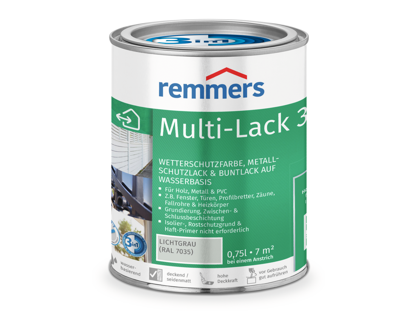 Remmers MULTI-LACK 3in1 LICHTGRAU RAL 7035 0,75 LTR
