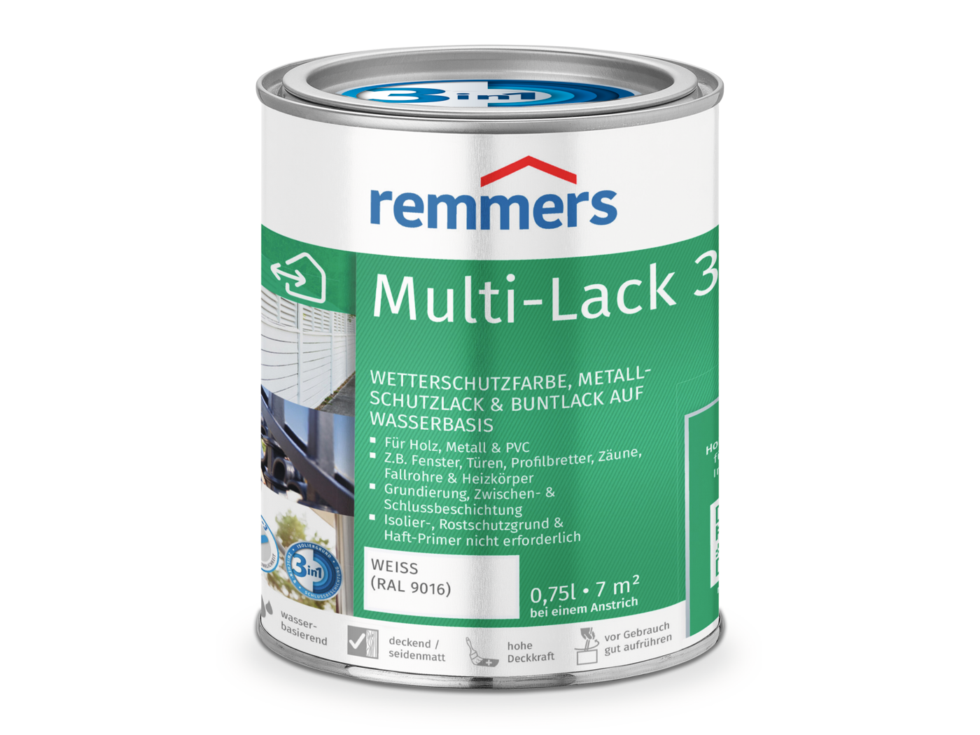 Remmers MULTI-LACK 3in1 WEIß RAL 9016 0,75 LTR