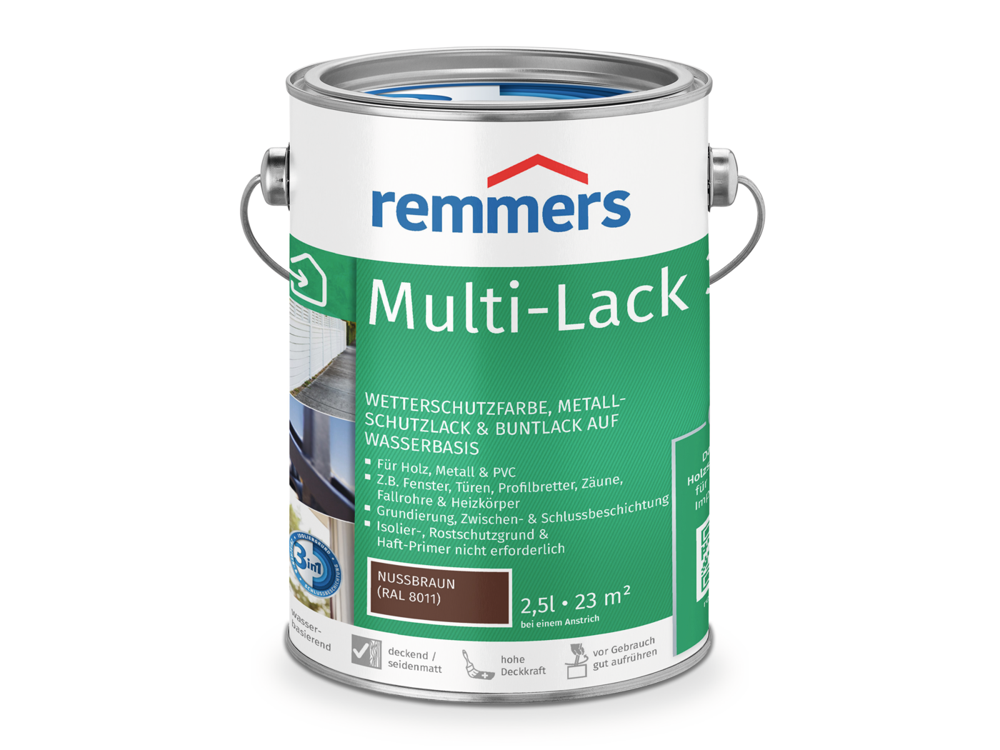 Remmers MULTI-LACK 3in1 NUSSBRAUN RAL 8011 2,50 LTR