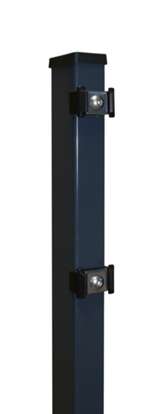 Rechteckrohr-Basispfosten verzinkt/anthrazit 60x40x2200 mm für DS-Matte 1630 mm incl. Kunststoffkappe u. Auflageböcken (BB 400mm) mit