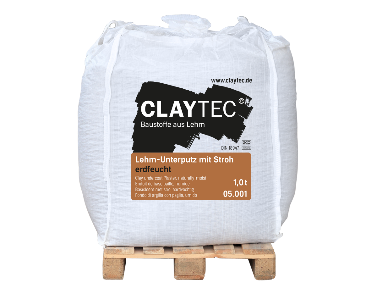 Claytec Lehm Unterputz mit Stroh, erdfeucht - 1,0 to BigBag