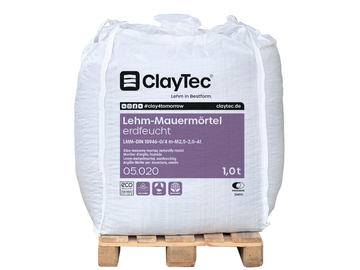 Claytec Lehm Mauermörtel leicht, erdfeucht - 1,0 to BigBag