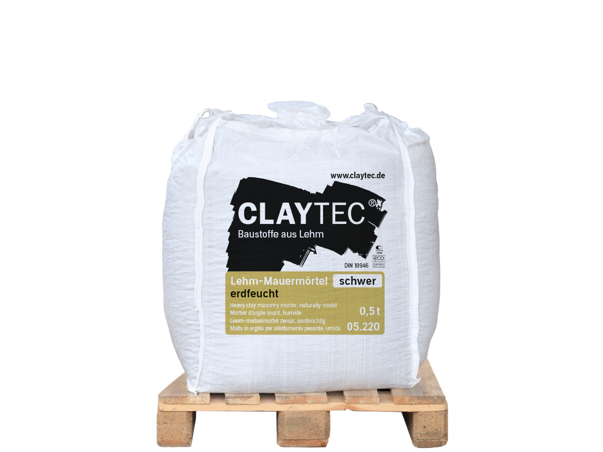 Claytec Lehm Mauermörtel leicht, erdfeucht - 0,5 to BigBag