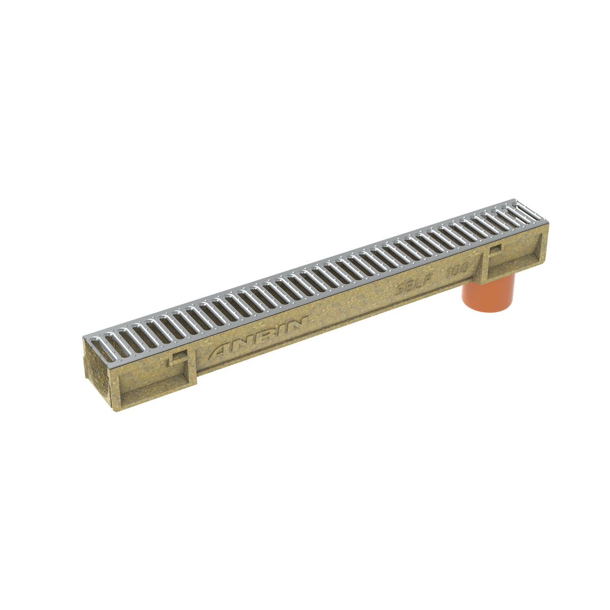 Anrin Self-ECO Rinne A15 mit Ablaufstutzen, verz. Stegrost Heelguard