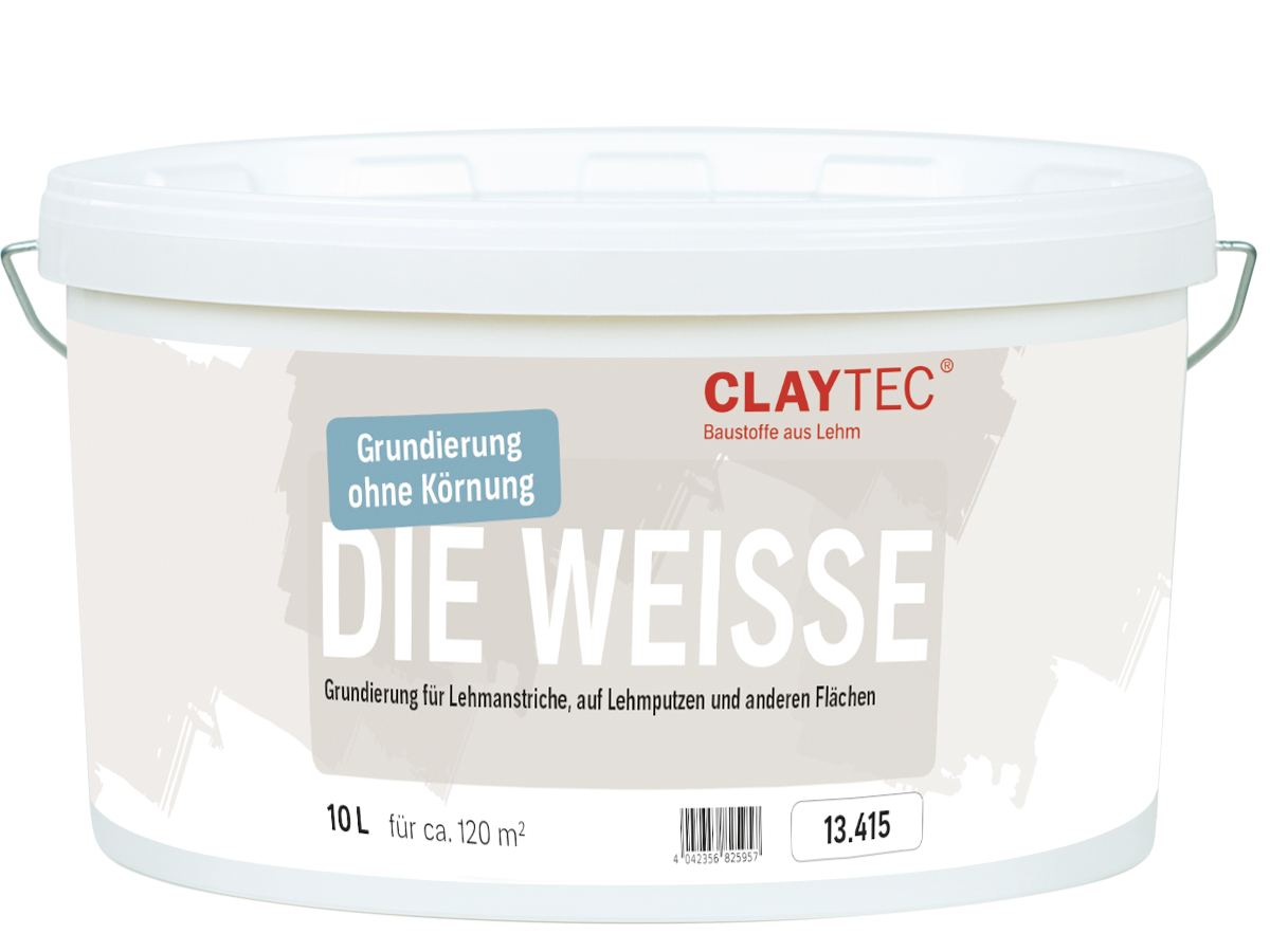 Claytec Grundierung Die Weiße, glatt - 10 Liter Eimer