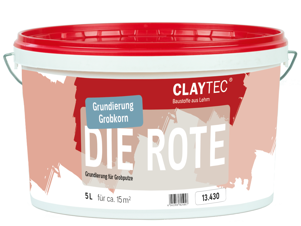 Claytec Grundierung Die Rote, grob - 5 Liter Eimer