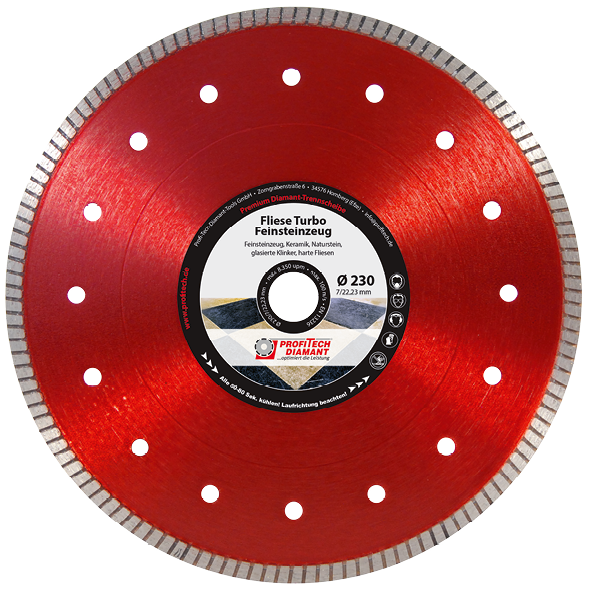 TS Fliese Turbo Feinsteinzeug Ø 150/7/22,23mm - mit Flansch Diamanttrennscheibe für Feinsteinzeug