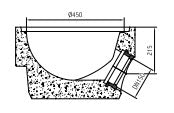 Boden 1a mit KG-Muffe, Höhe 33cm für Straßenablauf D=45cm