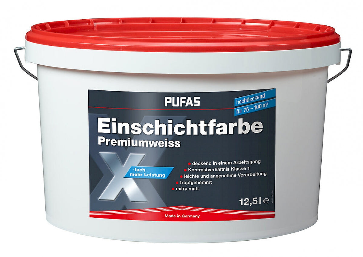 PUFAS Einschichtfarbe Premiumweiss 12,5 Liter