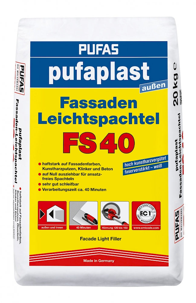 PUFAS pufaplast Fassaden-Leichtspachtel FS40 5 kg / 4 Stück VPE
