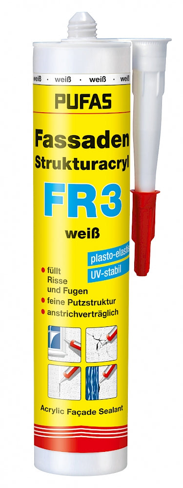 PUFAS Fassaden-Strukturacryl FR 3 weiss  310 ml / 12 Stück VPE