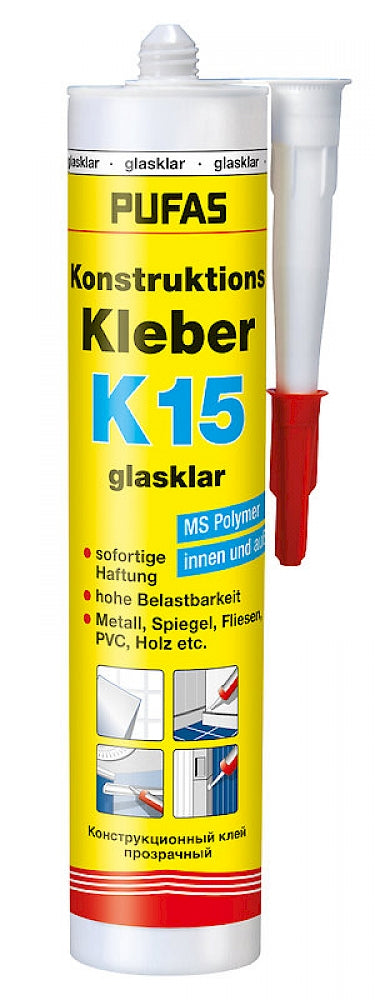 PUFAS Konstruktions-Kleber K15 glasklar 300 g / 12 Stück VPE