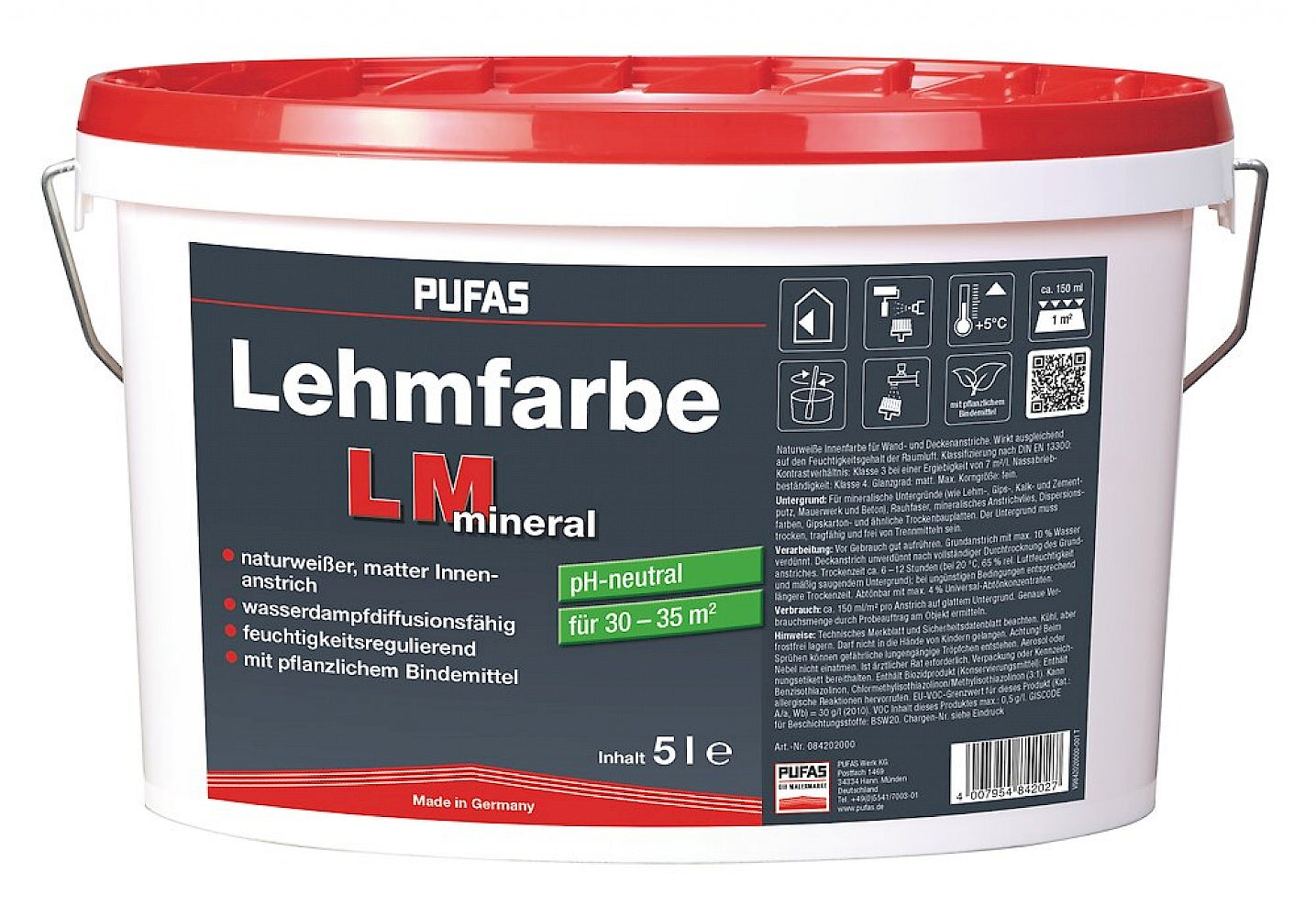 PUFAS Lehmfarbe LM Mineral 5 L