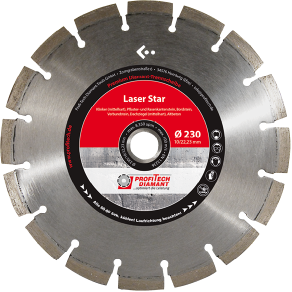 Diamanttrennscheibe für Klinker, Beton allgem. Baustellenmaterial Laser Star