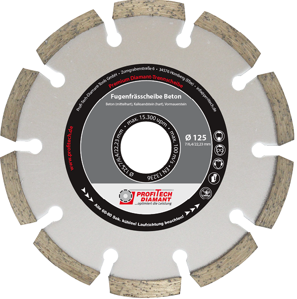 Diamant Fugenfrässcheibe für Beton, Kalksandstein, Vormauerstein