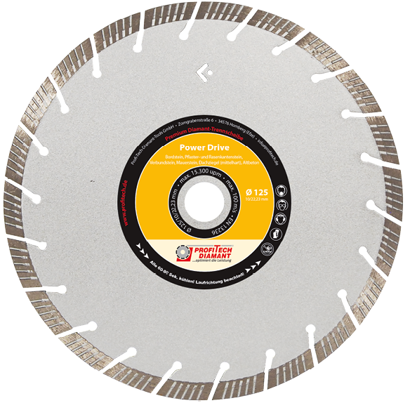 Diamanttrennscheibe Bordstein, Mauerstein, Beton Power Drive