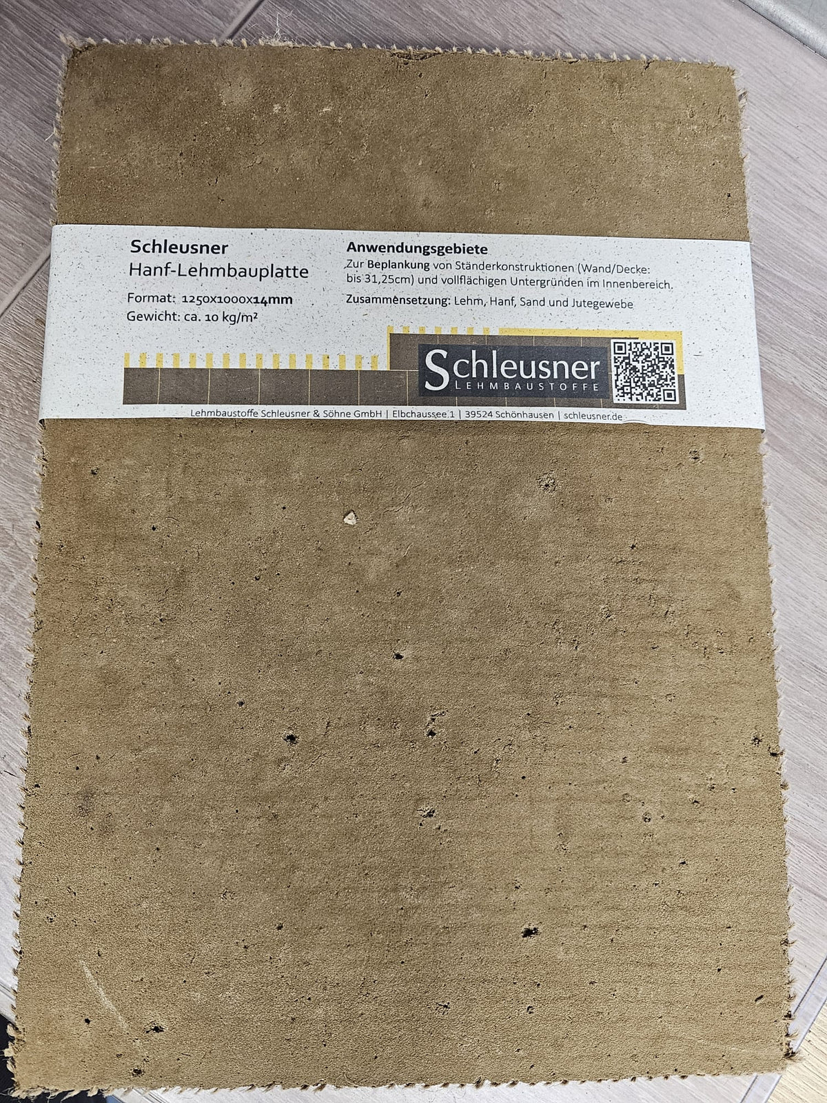 Schleusner Lehmbauplatte 1095x595 x 14 mm á 0,652 m² Stück