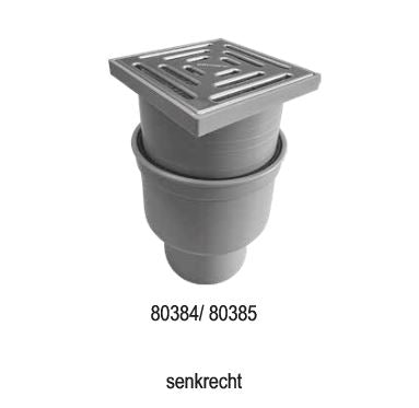 Kellerablauf 15x15 cm DN 100 senkrecht, Edelstahlrost