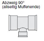 Aquatub-Rw Abzweig 90° alls. Muffenende