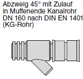 Aquatub-Rw Abzweig 45° mit Zulauf DN 160 KG-Spitzende