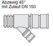 Aquatub-Rw Abzweig 45° mit Zulauf DN 150