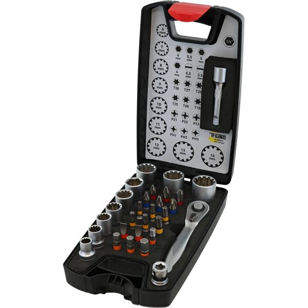 Bit-Steckschlüssel-Satz 30-tlg PH/PZ/TX/Schlitz,Vielzahn Nuss