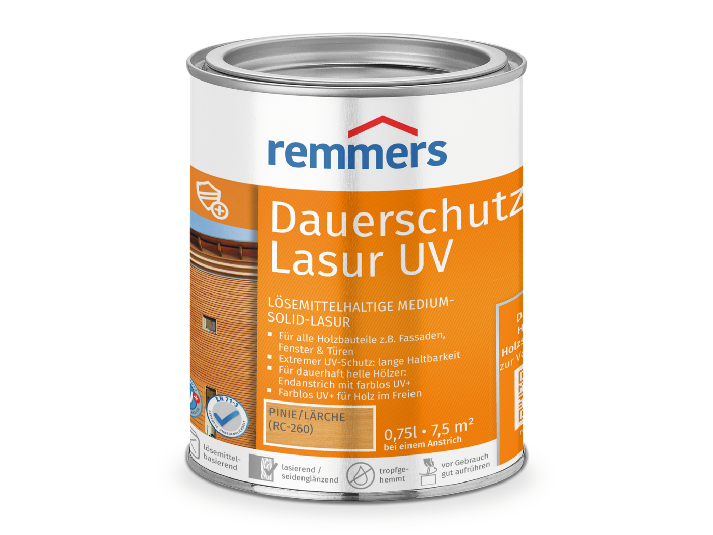 Remmers DAUERSCHUTZ-LASUR UV PINIE LÄRC. RC-260  0,75 LTR