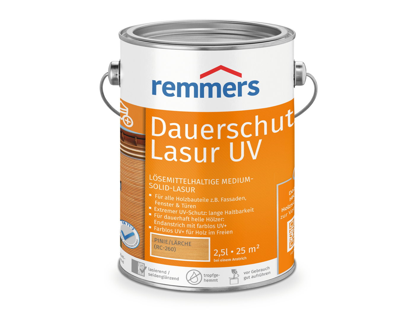 Remmers DAUERSCHUTZ-LASUR UV PINIE LÄRC. RC-260  2,50 LTR