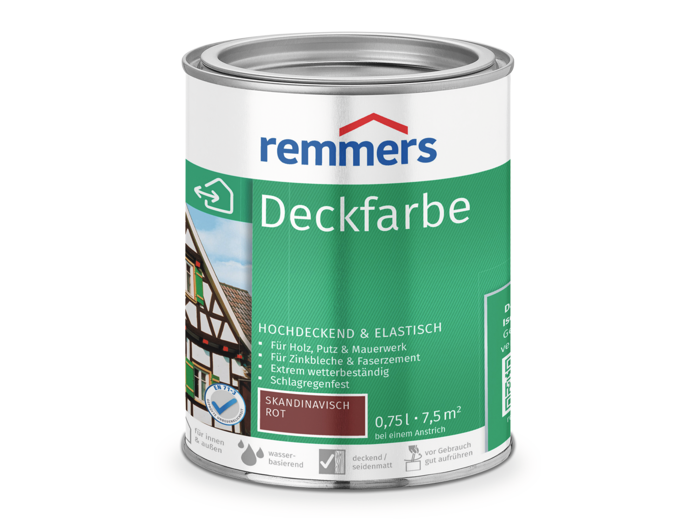 Remmers DECKFARBE SKANDINAVISCH ROT 750ML  0,75 LTR