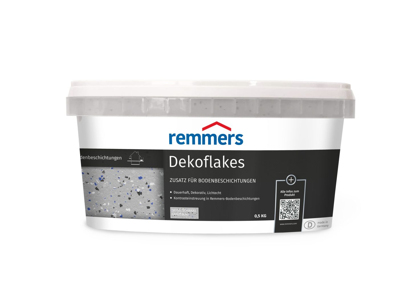 DEKOFLOCKEN WEIß / GRAU / SCHWARZ / BLAU  0,50 KG