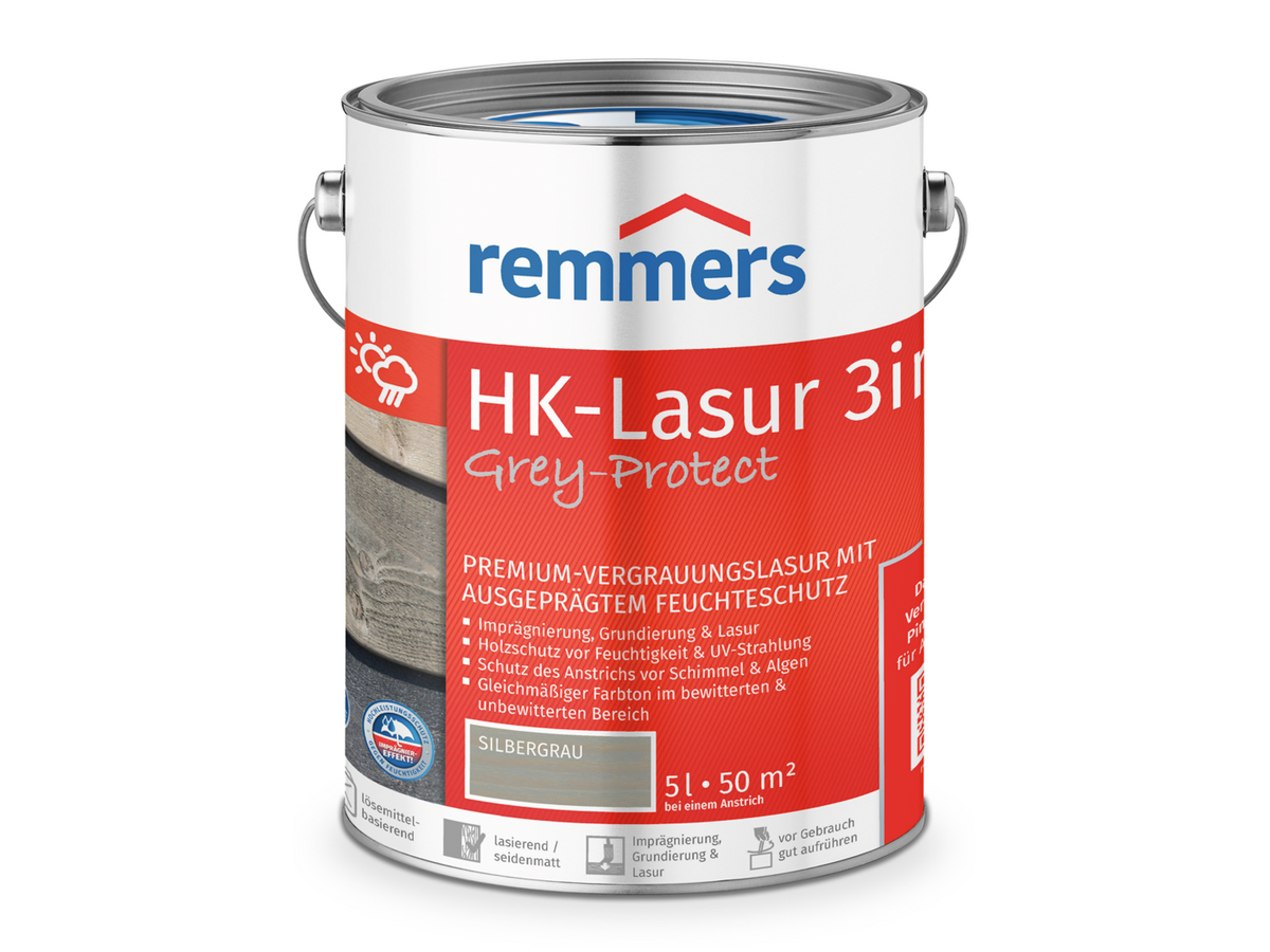 HK-LASUR 3 IN 1 PLUS SILBERGRAU (RC-970) 5,00 LTR
