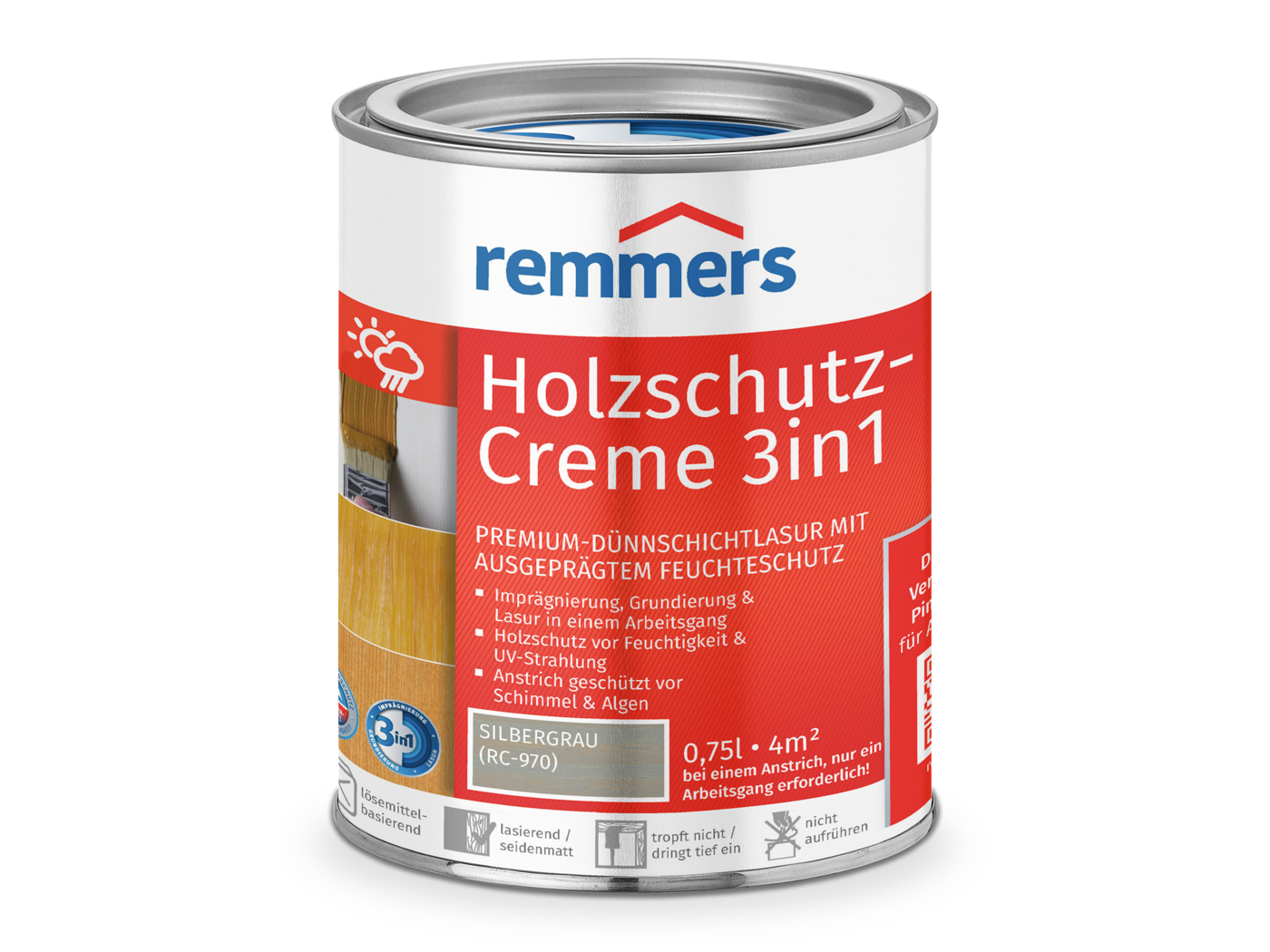 Remmers HOLZSCHUTZ-CREME SILBERGR. RC-970 750ML  0,75 LTR