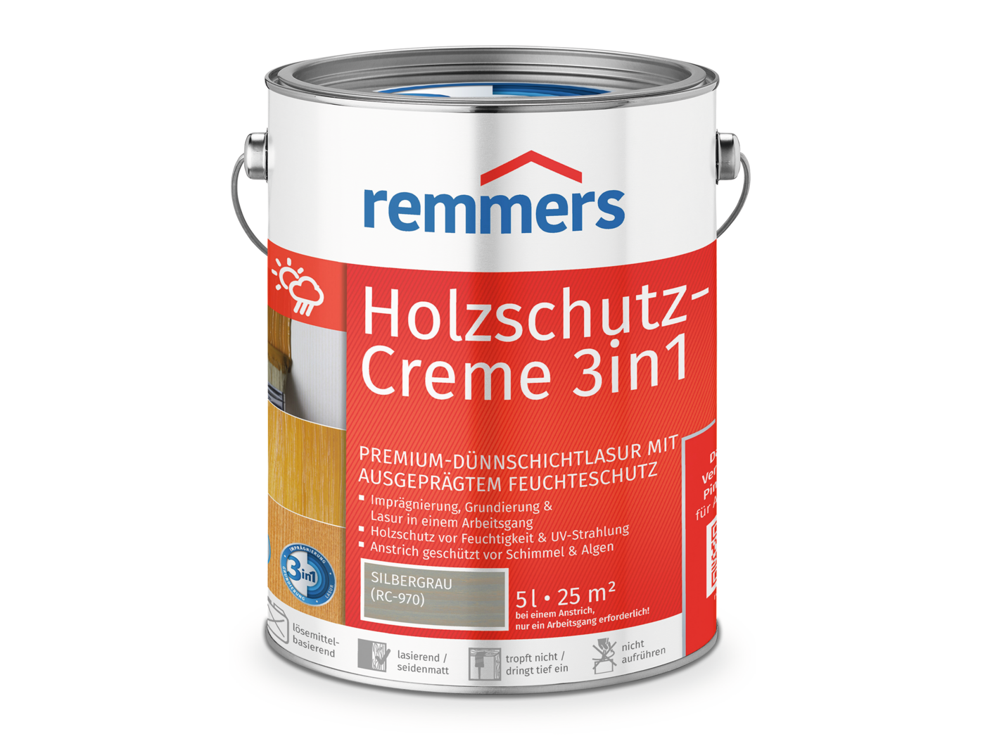 Remmers HOLZSCHUTZ-CREME SILBERGRAU RC-970  5,00 LTR
