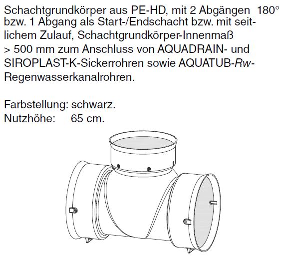 MULTI-inspect 400 Kontroll- u. Spülschacht, Nutzhöhe 65cm, zum Anschluss anAquadrain / Aquatub / Siroplast