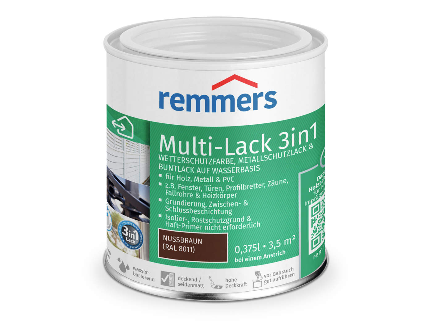 Remmers MULTI-LACK 3in1 NUSSBRAUN RAL 8011  0,375 LTR