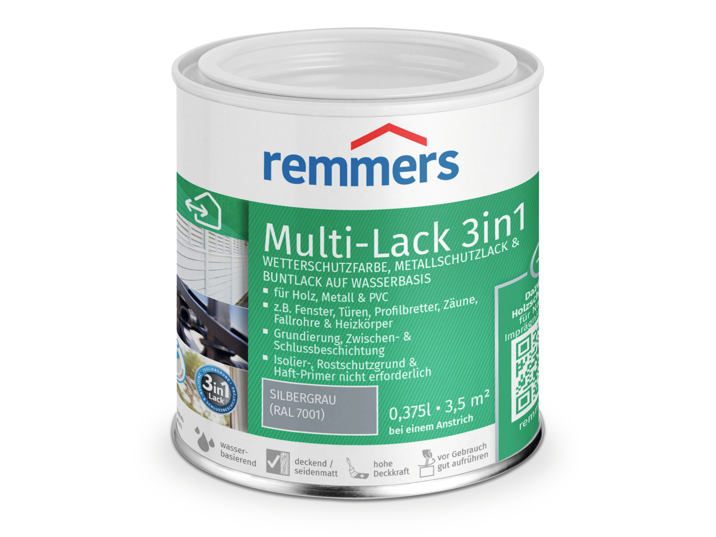 Remmers MULTI-LACK 3in1 SILBERGRAU RAL 7001  0,375 LTR