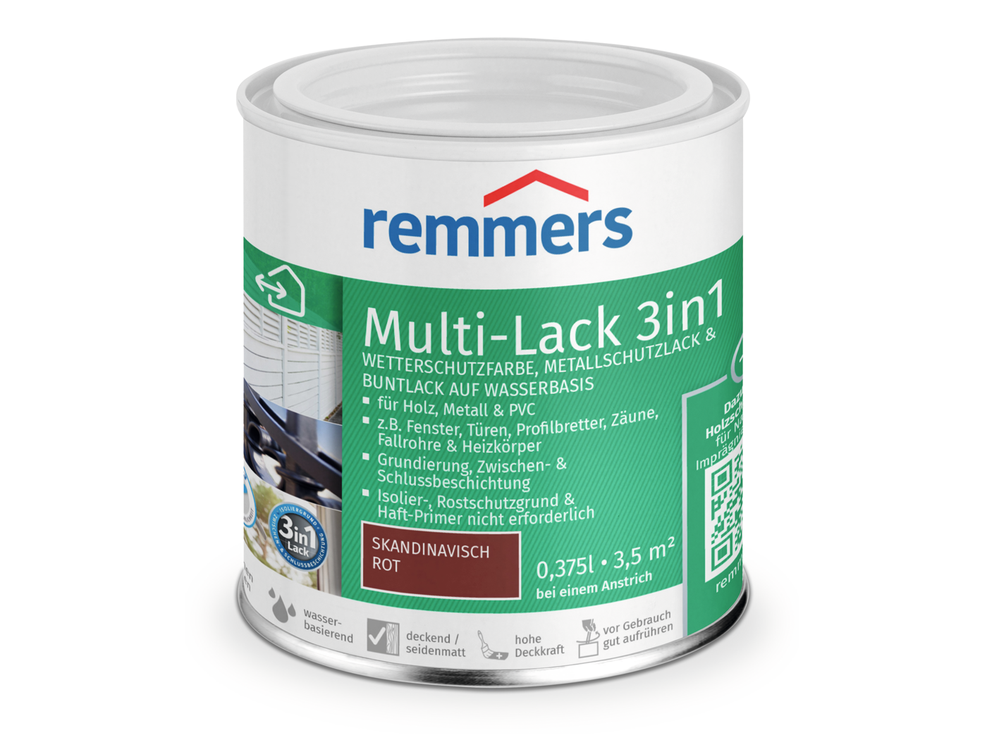 Remmers MULTI-LACK 3in1 SKANDINAVISCH ROT  0,375 LTR