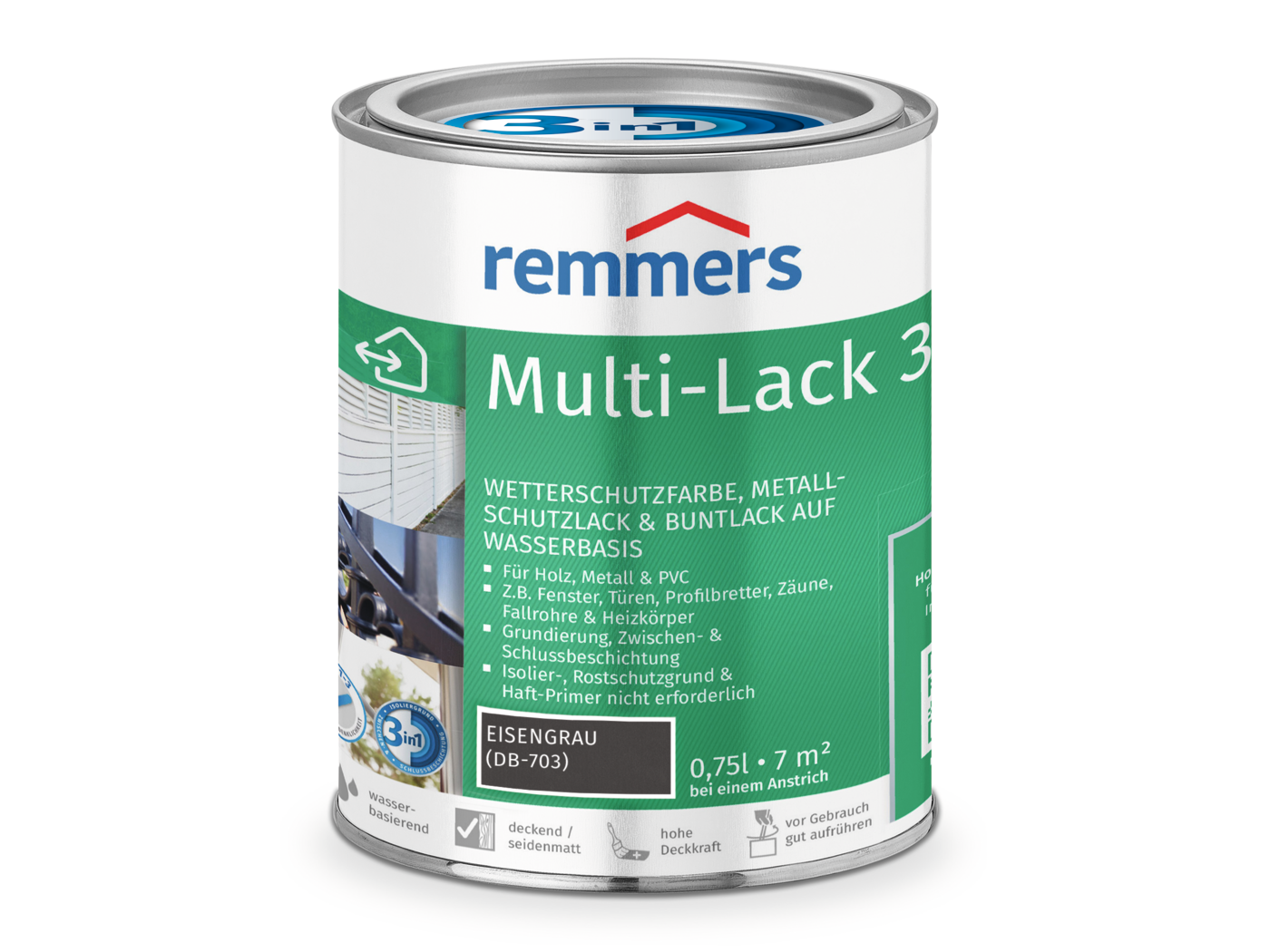 Remmers MULTI-LACK 3in1 EISENGRAU (DB-703)  0,75 LTR