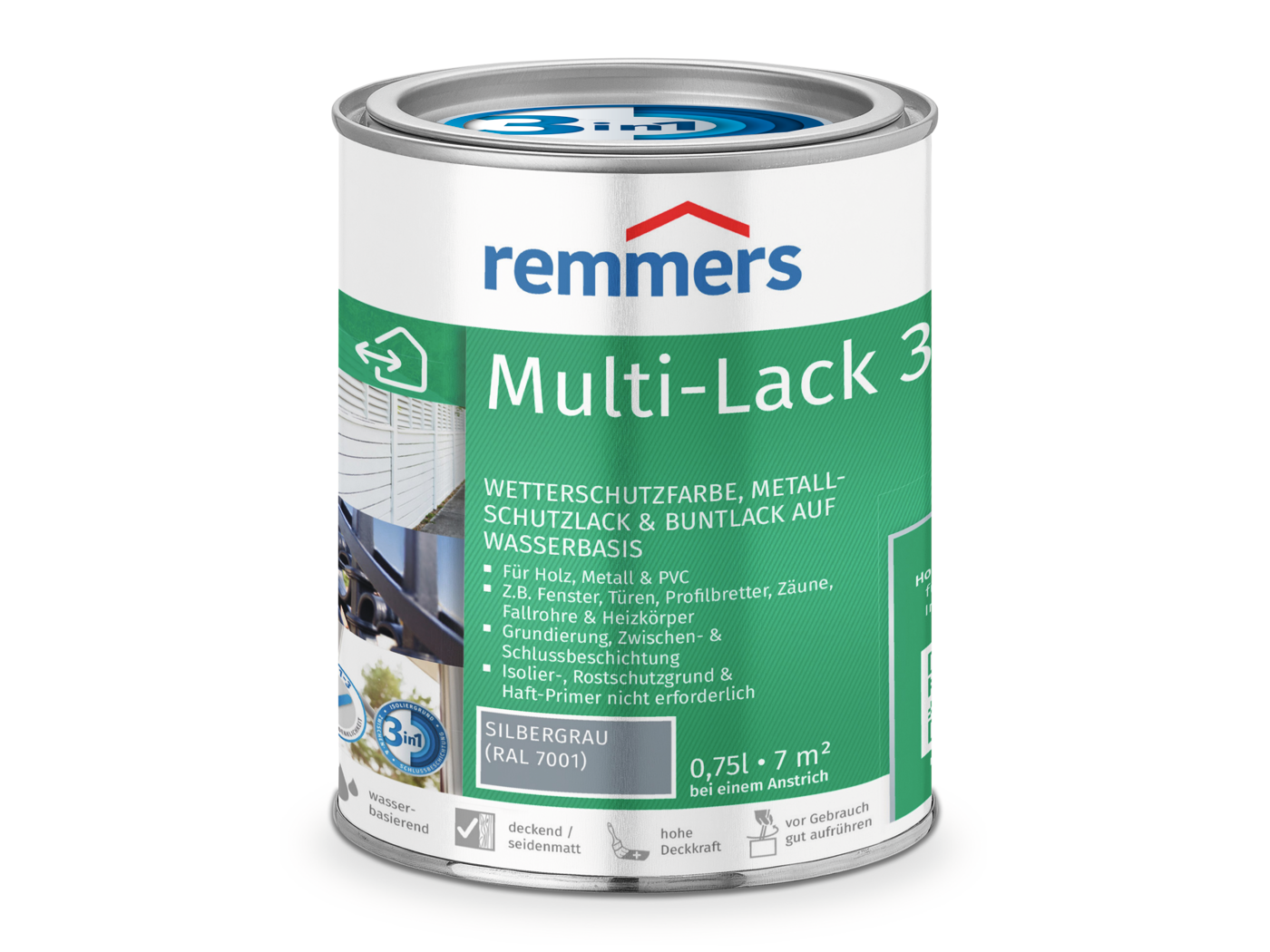 Remmers MULTI-LACK 3in1 SILBERGRAU RAL 7001  2,50 LTR
