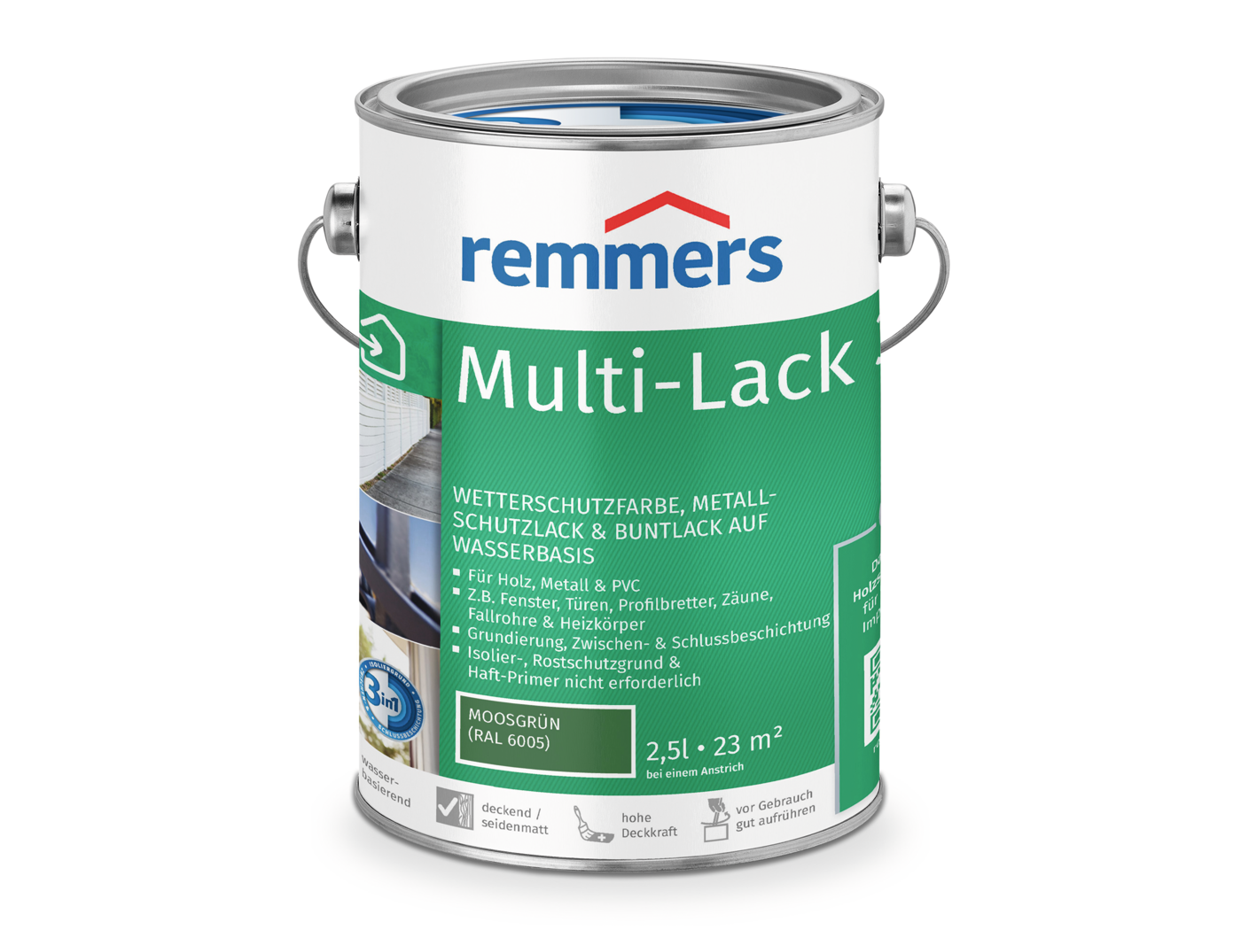 Remmers MULTI-LACK 3in1 MOOSGRÜN RAL 6005  2,50 LTR