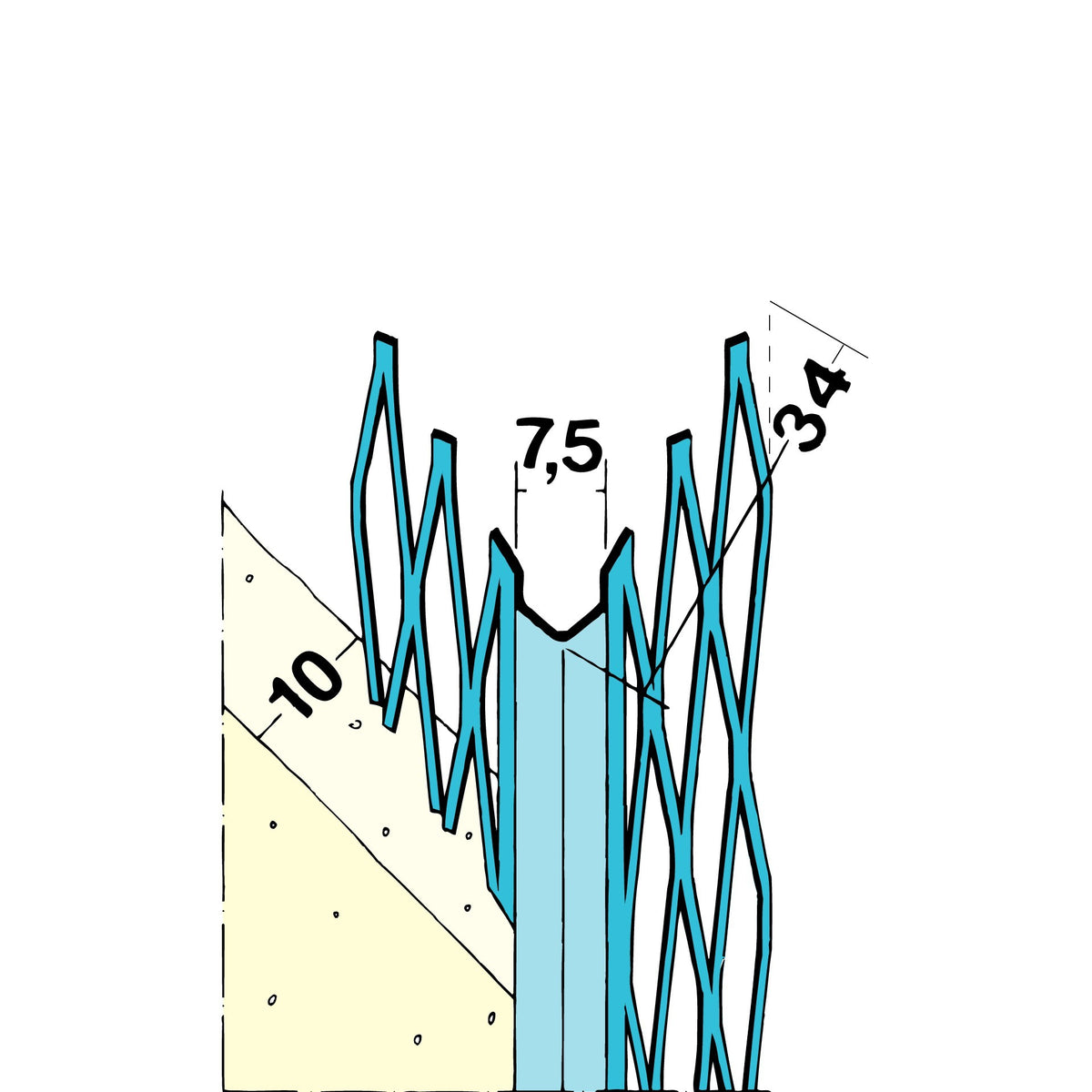 Eckschutzschiene 260 cm. 10mm Putz  Stück