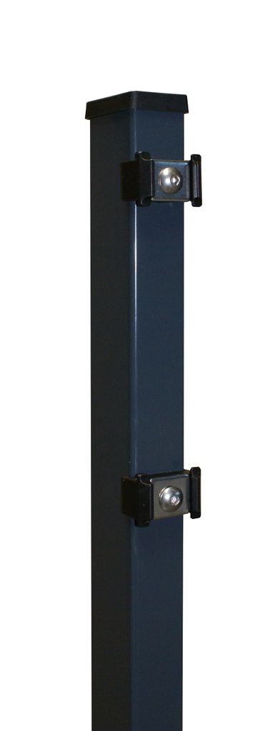 Rechteckrohr-Basispfosten verzinkt/anthrazit 60x40x1600 mm für DS-Matte 1030 mm incl. Kunststoffkappe u. Auflageböcken (BB 400mm) mit