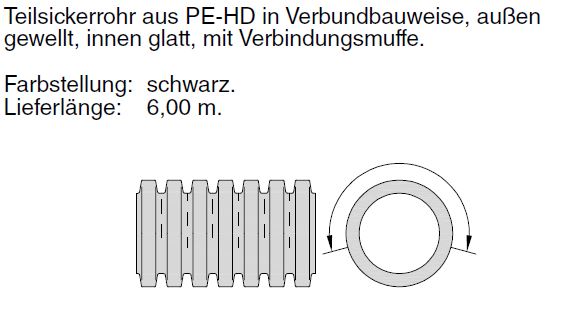 Siroplast - K Teilsickerrohr LP mit Verindungsmuffe, aus PE-HD Verbundbauweise, außen gewellt, innen glatt