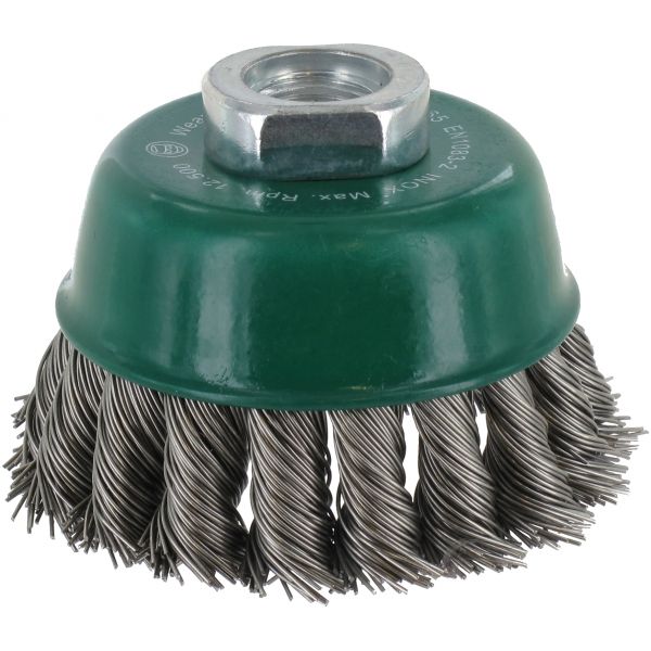 Topfbürste 65mm, Inox, gezopft M14, 0,50mm